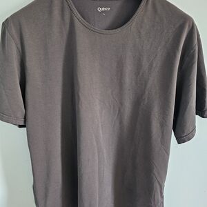 Quince Men's Charcoal Short Sleeve Tee W/ Rounded Hem Size L
